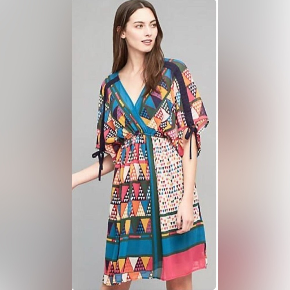 Maeve Multicolor Geometric Dress Anthropologie - Picture 3 of 11